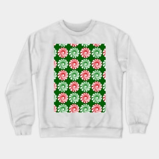 Peppermint swirl candy on green Crewneck Sweatshirt